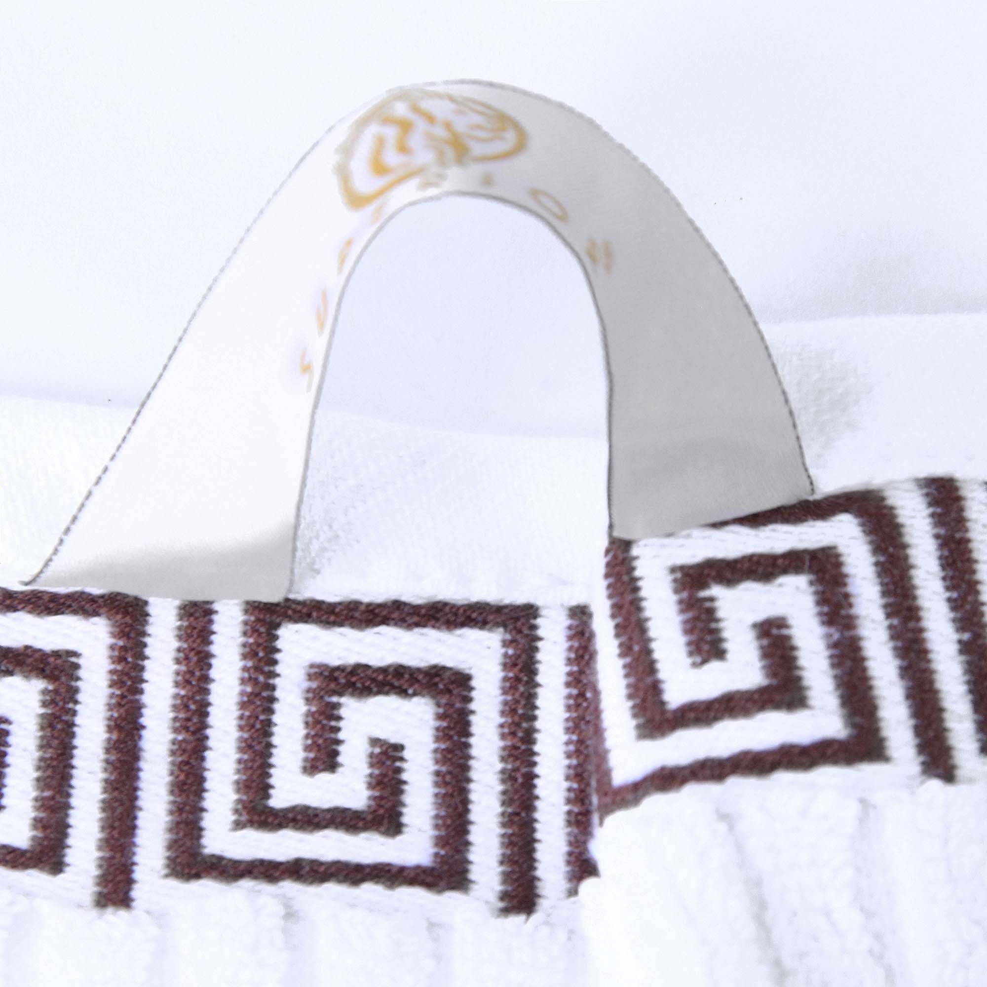Athens Cotton Medium Weight Floral Greek Key Trim 6 Piece Towel Set - Towel Set by Superior Brand