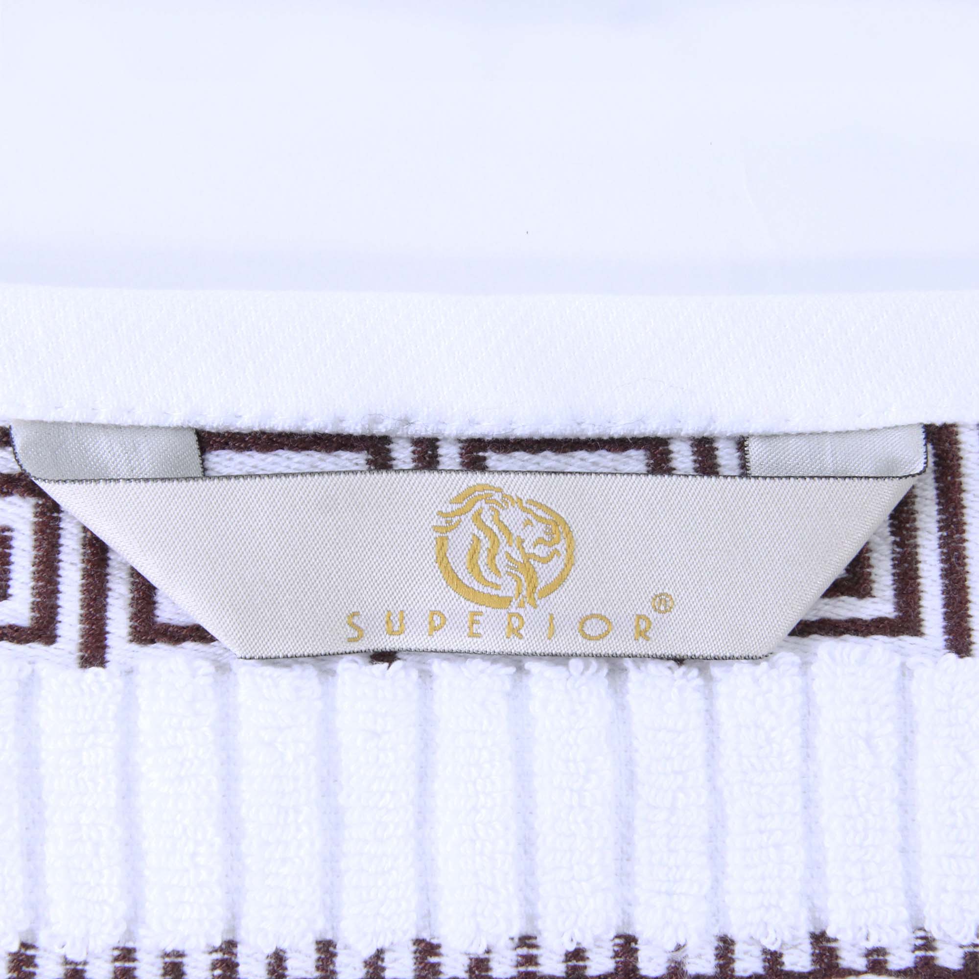 Athens Cotton Medium Weight Floral Greek Key Trim 6 Piece Towel Set - Towel Set by Superior Brand