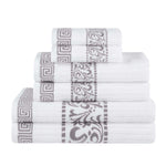 Athens Cotton Medium Weight Floral Greek Key Trim 6 Piece Towel Set - Towel Set by Superior Brand