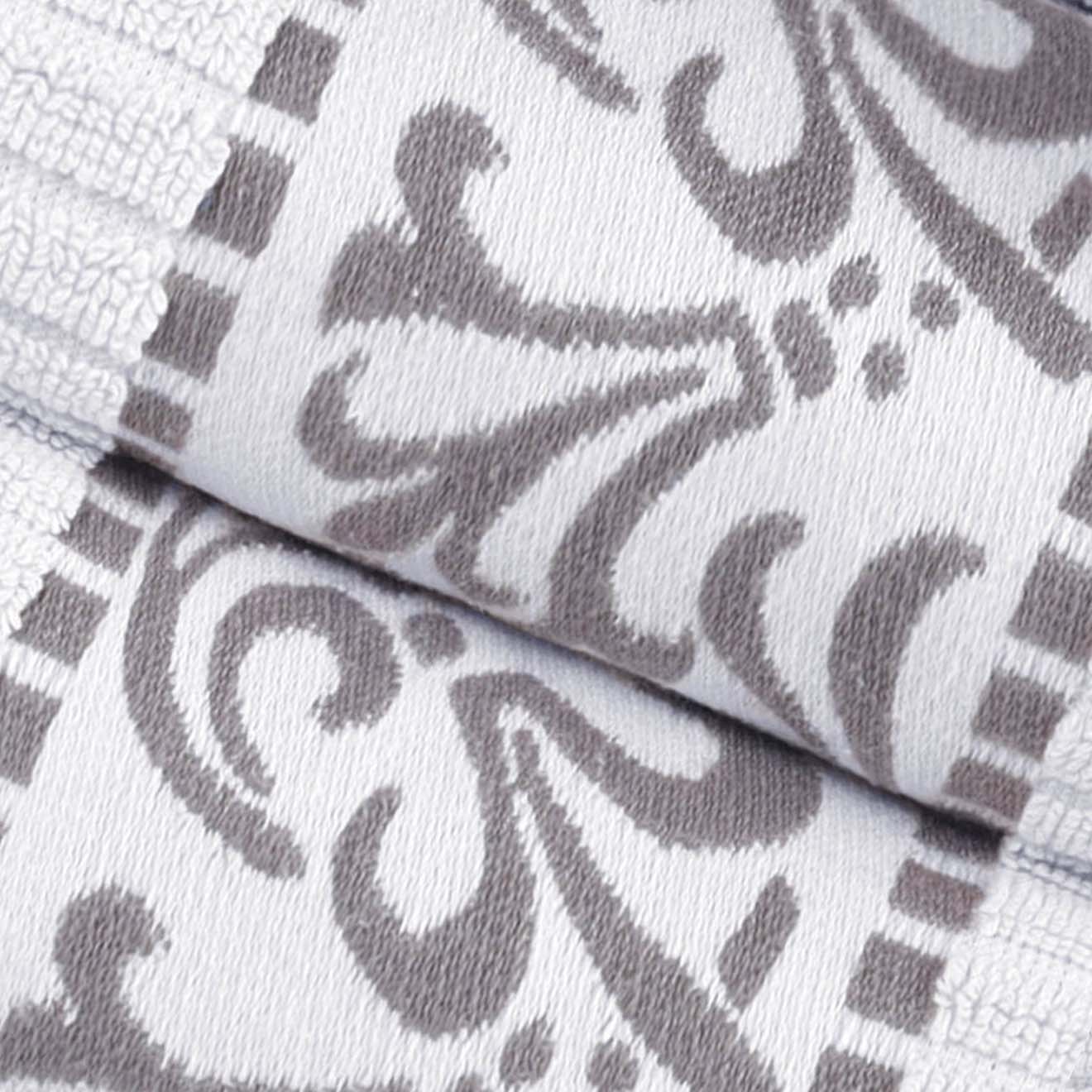 Athens Cotton Medium Weight Floral Greek Key Trim 6 Piece Towel Set - Towel Set by Superior Brand