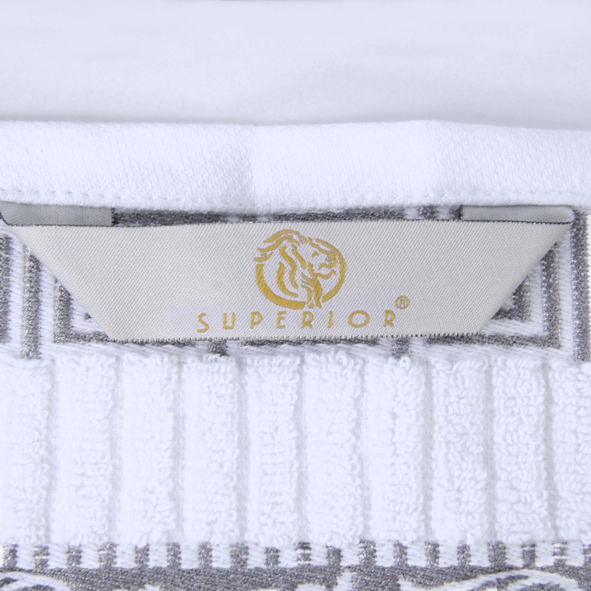 Athens Cotton Medium Weight Floral Greek Key Trim 6 Piece Towel Set - Towel Set by Superior Brand