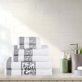 Athens Cotton Medium Weight Floral Greek Key Trim 6 Piece Towel Set - Towel Set by Superior Brand