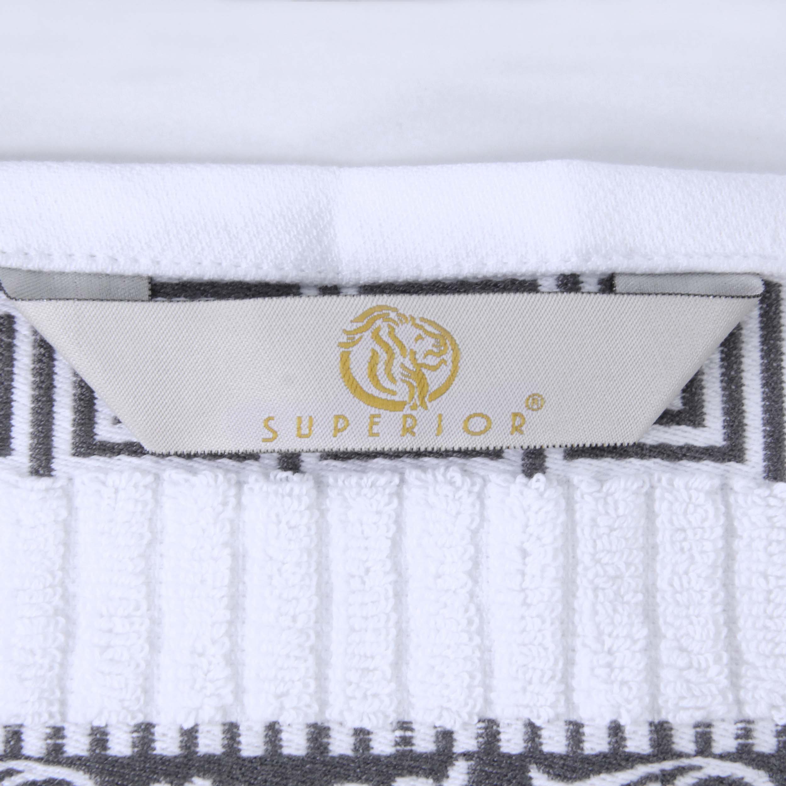 Athens Cotton Medium Weight Floral Greek Key Trim 6 Piece Towel Set - Towel Set by Superior Brand