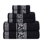 Athens Cotton Medium Weight Floral Greek Key Trim 6 Piece Towel Set - Towel Set by Superior Brand