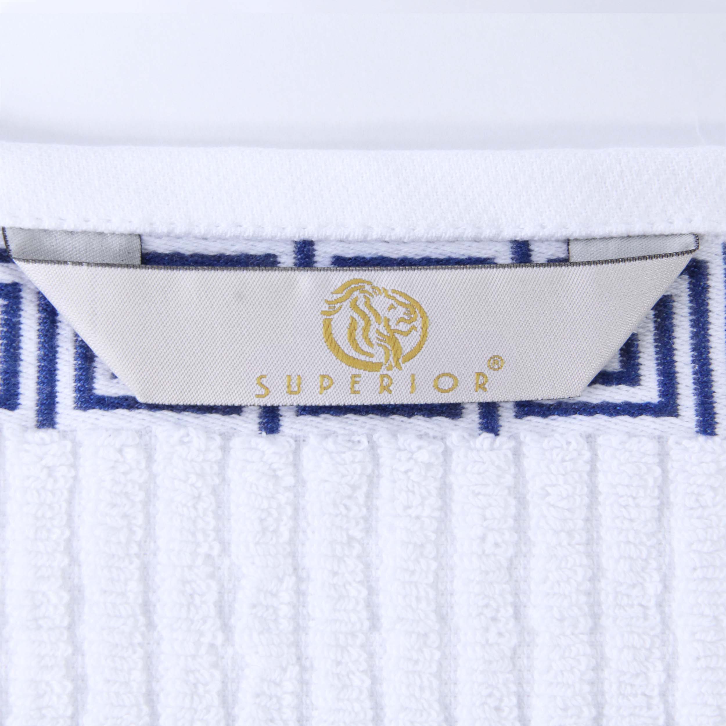 Athens Cotton Medium Weight Floral Greek Key Trim 6 Piece Towel Set - Towel Set by Superior Brand