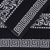 Athens Cotton Medium Weight Floral Greek Key Trim 6 Piece Towel Set - Towel Set by Superior Brand