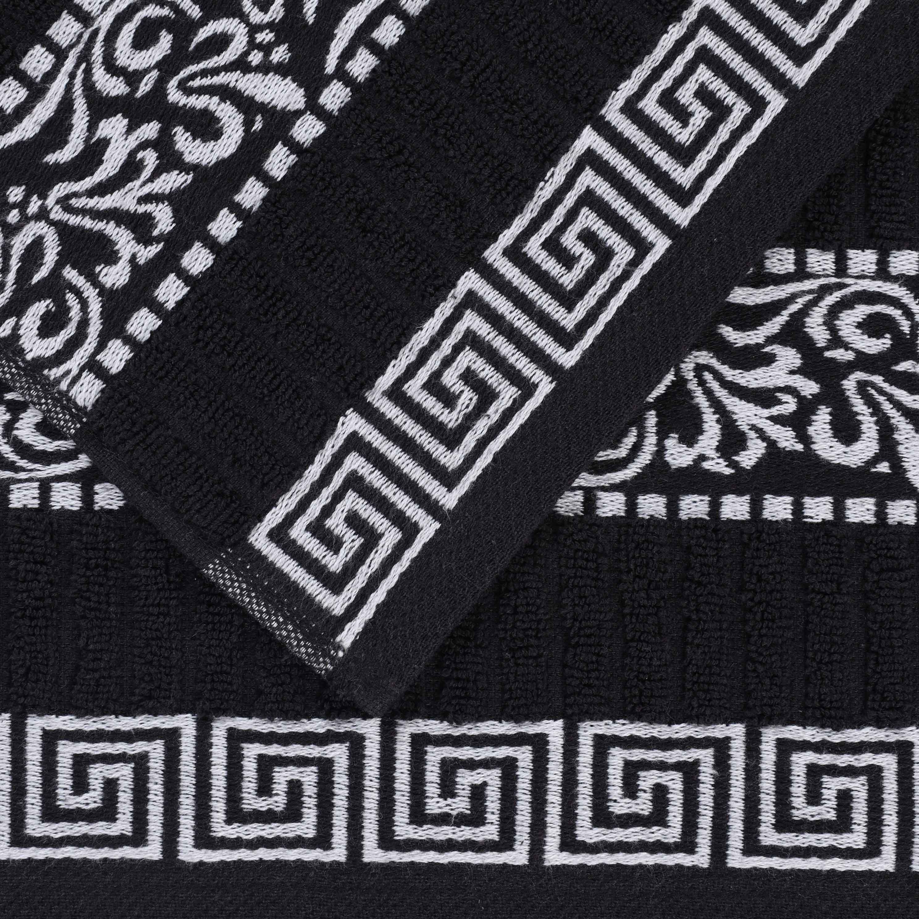 Athens Cotton Medium Weight Floral Greek Key Trim 6 Piece Towel Set - Towel Set by Superior Brand