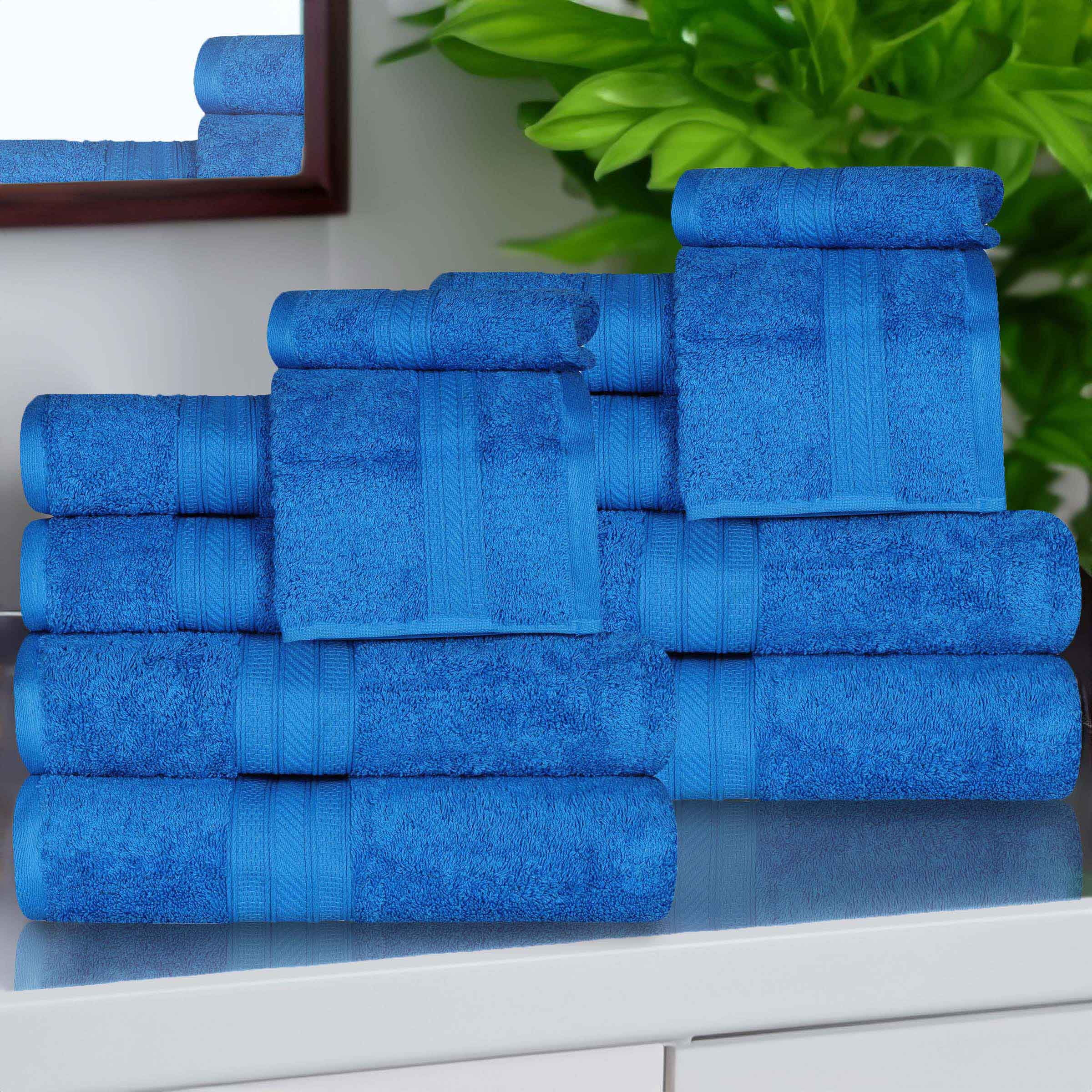 Atlas Cotton Plush Absorbent Heavyweight 12 Piece Assorted Towel Set - Towel Set by Superior Brand