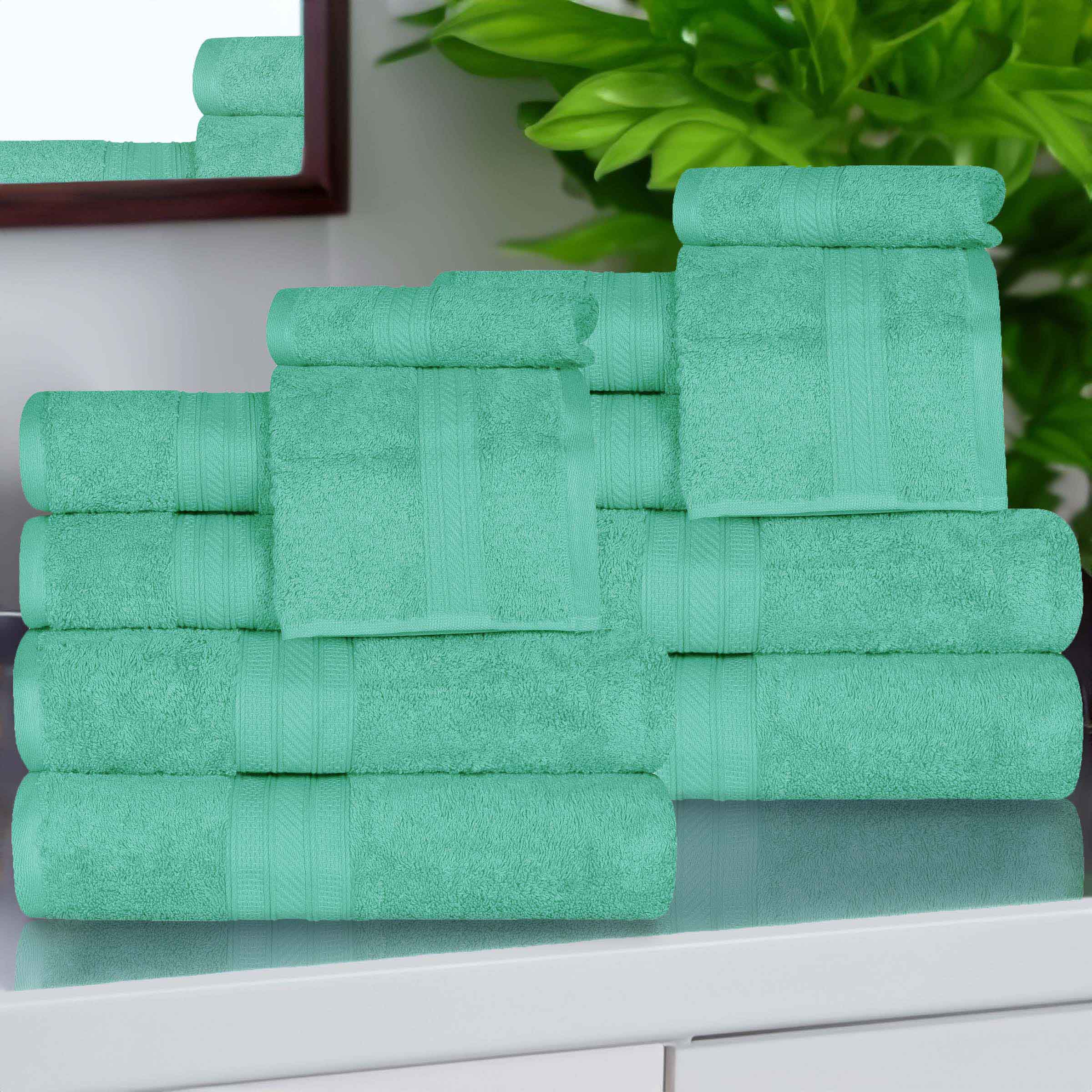 Atlas Cotton Plush Absorbent Heavyweight 12 Piece Assorted Towel Set - Towel Set by Superior Brand