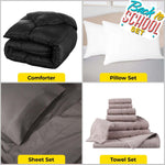 Superior Back To School Kit, Dorm Bundle, Twin/ Twin XL, Black - Back To School Kit by Superior Brand