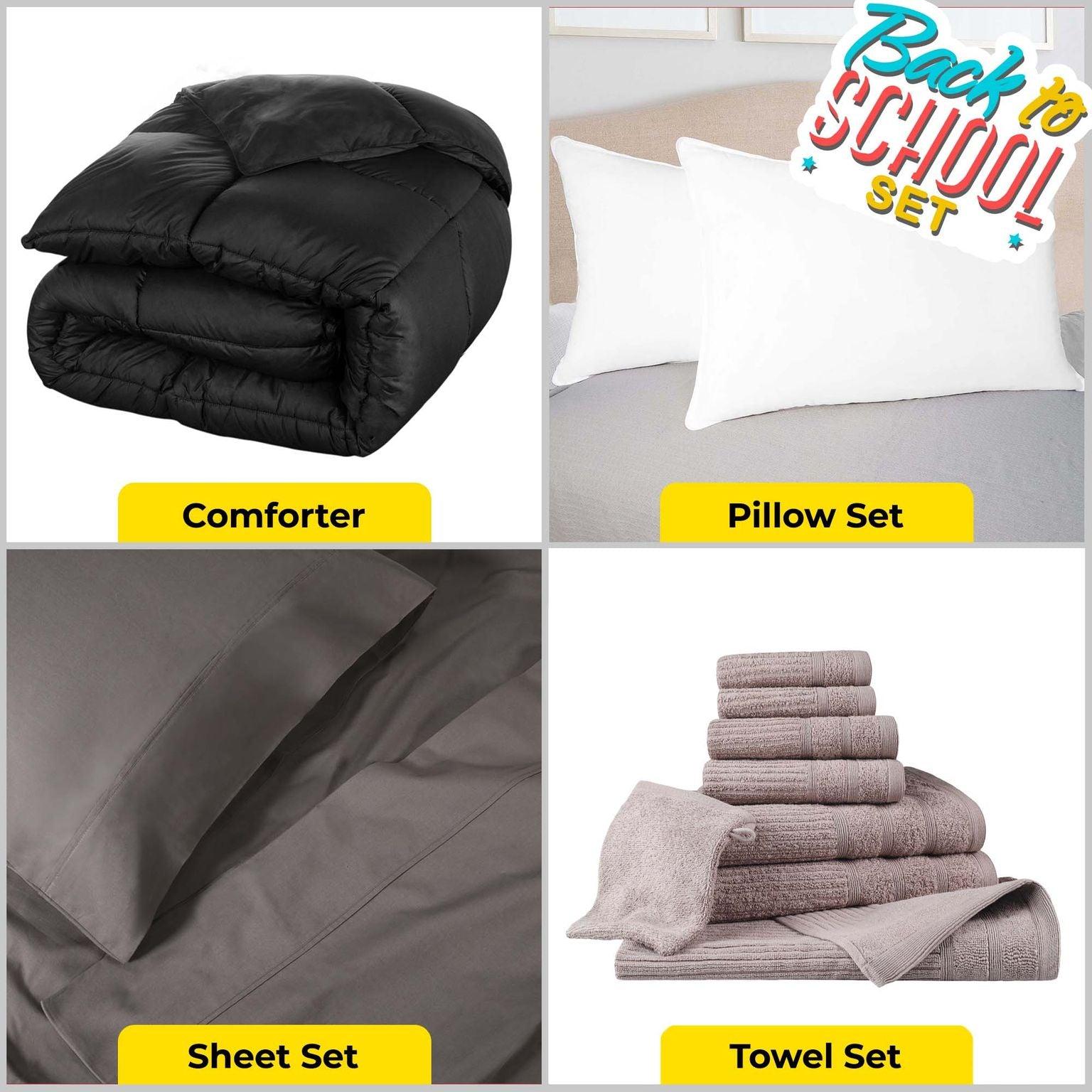 Superior Back To School Kit, Dorm Bundle, Twin/ Twin XL, Black - Back To School Kit by Superior Brand