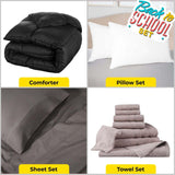 Superior Back To School Kit, Dorm Bundle, Twin/ Twin XL, Black - Back To School Kit by Superior Brand