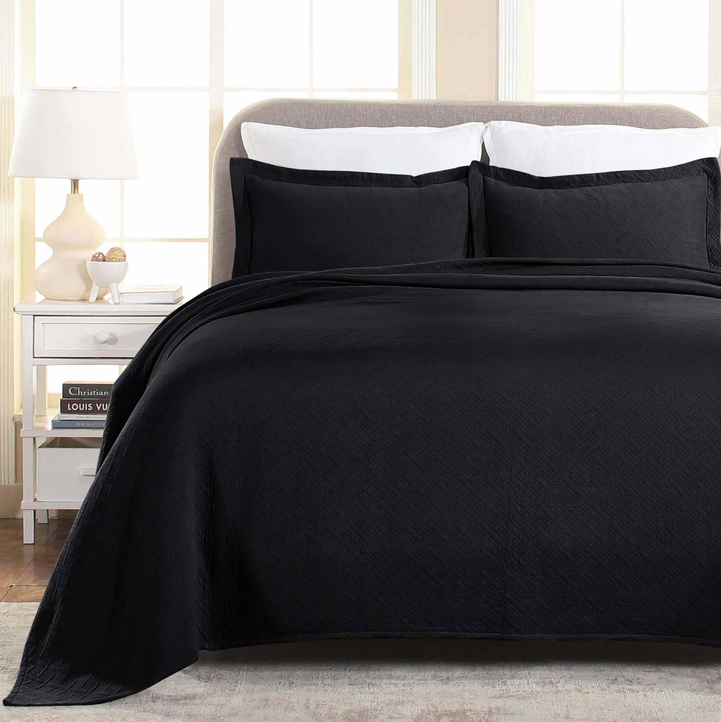 Lightweight Cotton Matelassé Bedspread Set 3-Piece Basketweave Jacquard - Bedspread by Superior Brand