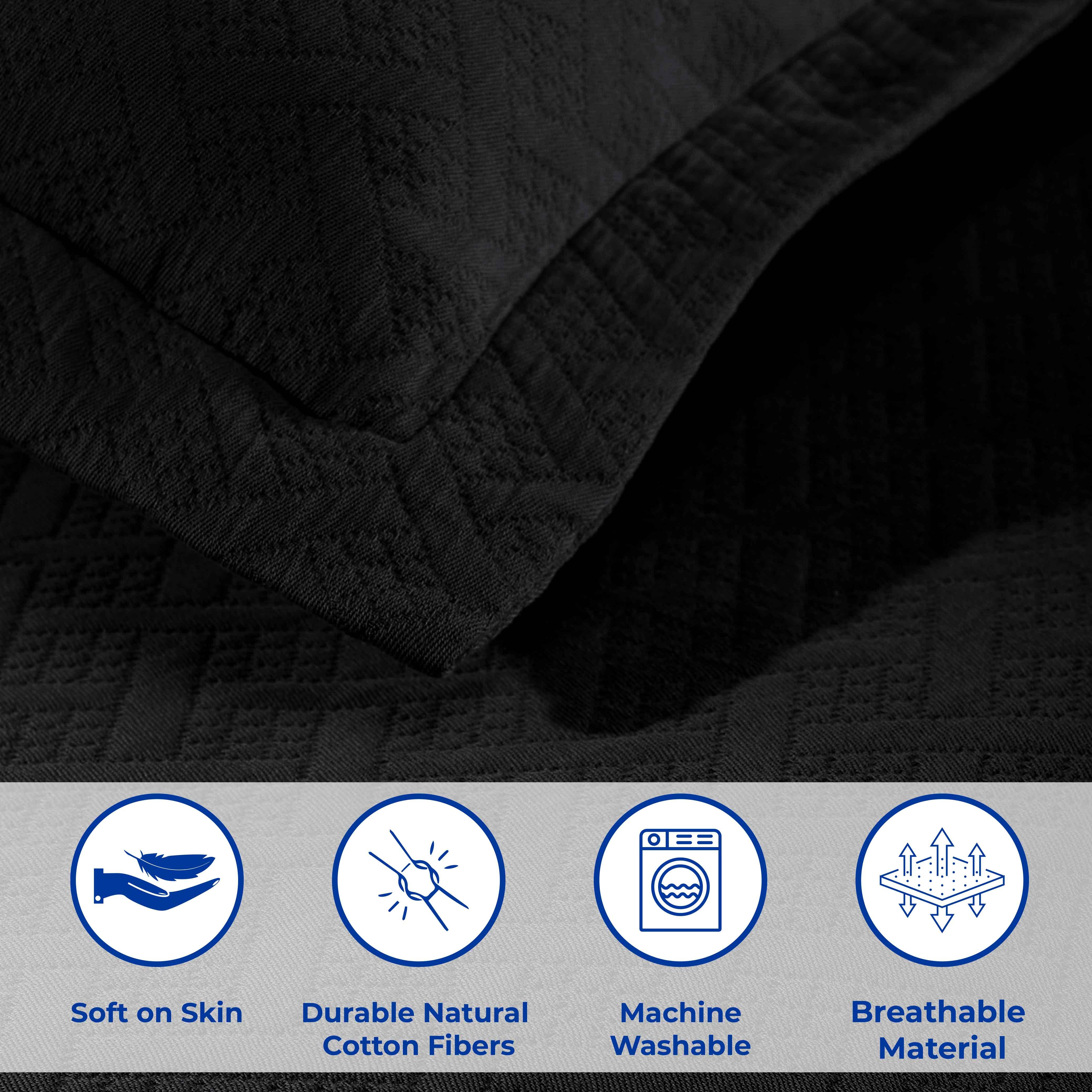 Lightweight Cotton Matelassé Bedspread Set 3-Piece Basketweave Jacquard - Bedspread by Superior Brand