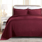Lightweight Cotton Matelassé Bedspread Set 3-Piece Basketweave Jacquard - Bedspread by Superior Brand