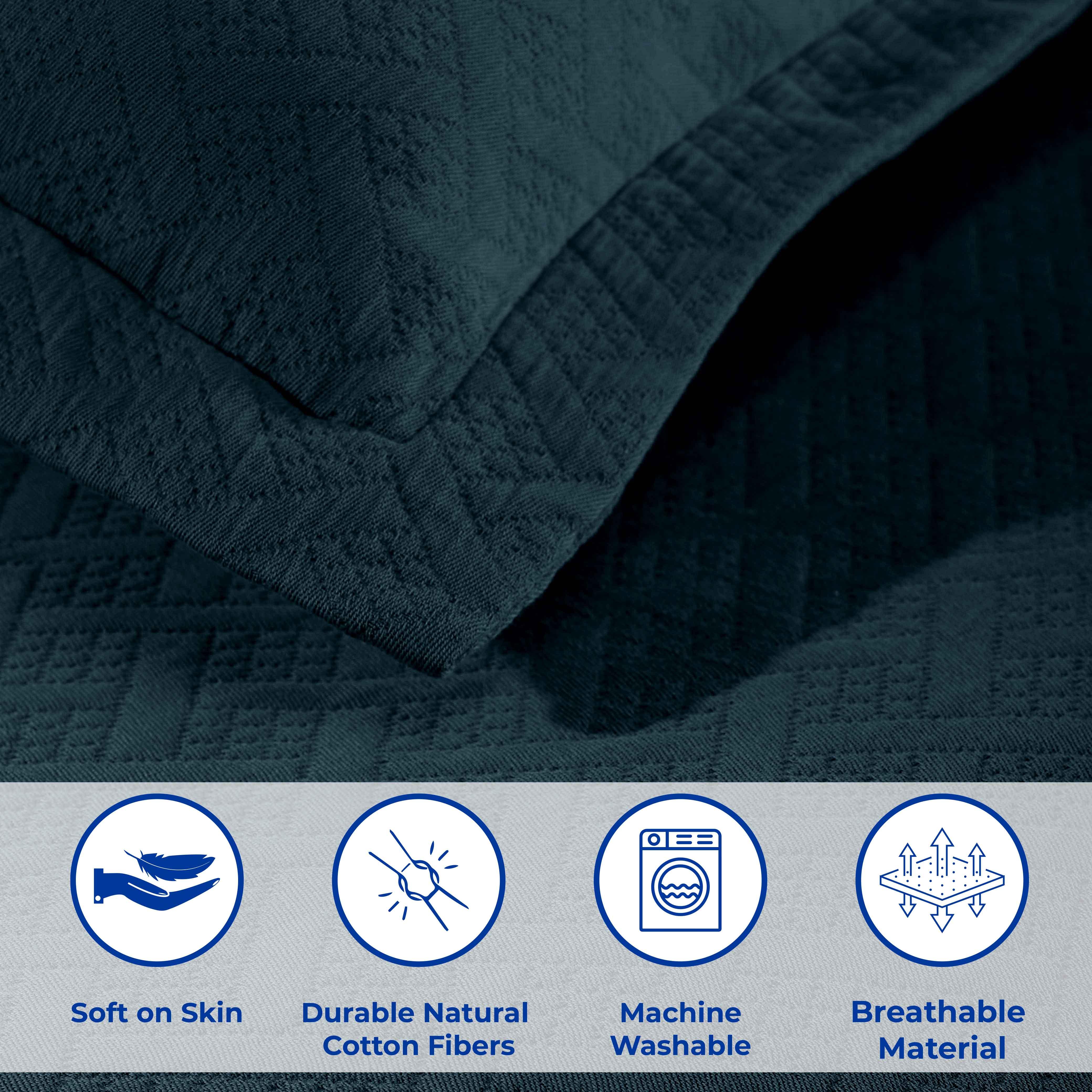 Lightweight Cotton Matelassé Bedspread Set 3-Piece Basketweave Jacquard - Bedspread by Superior Brand