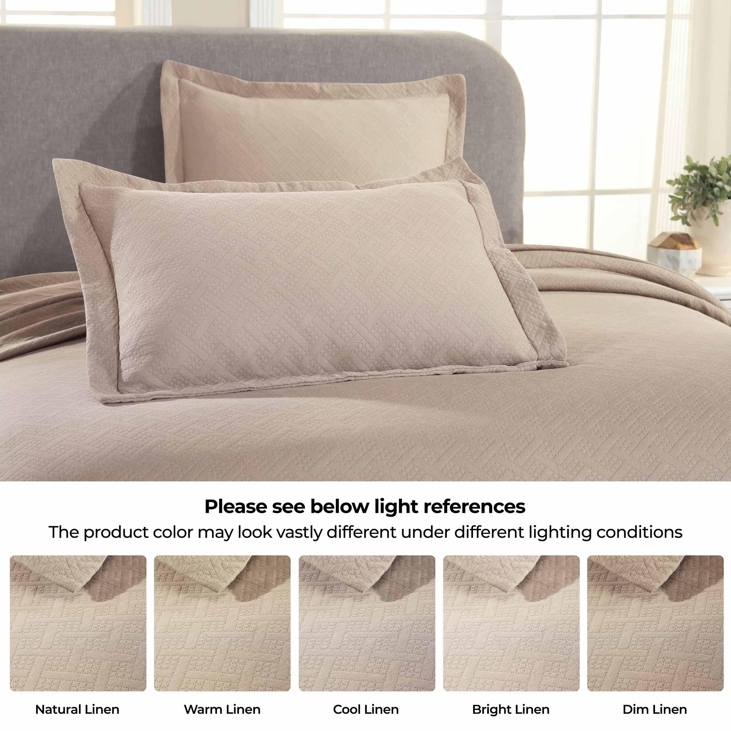 Lightweight Cotton Matelassé Bedspread Set 3-Piece Basketweave Jacquard - Bedspread by Superior Brand