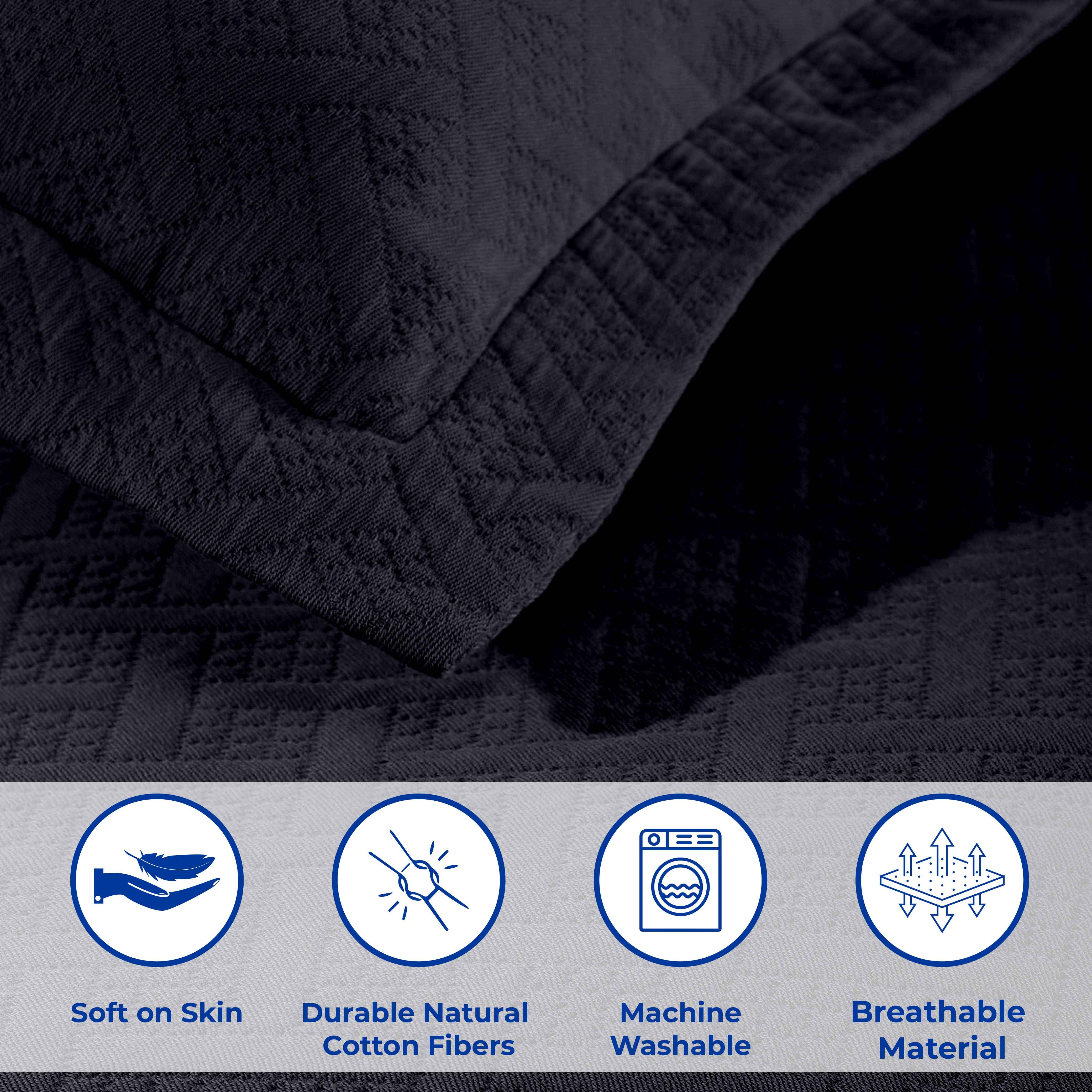 Lightweight Cotton Matelassé Bedspread Set 3-Piece Basketweave Jacquard - Bedspread by Superior Brand