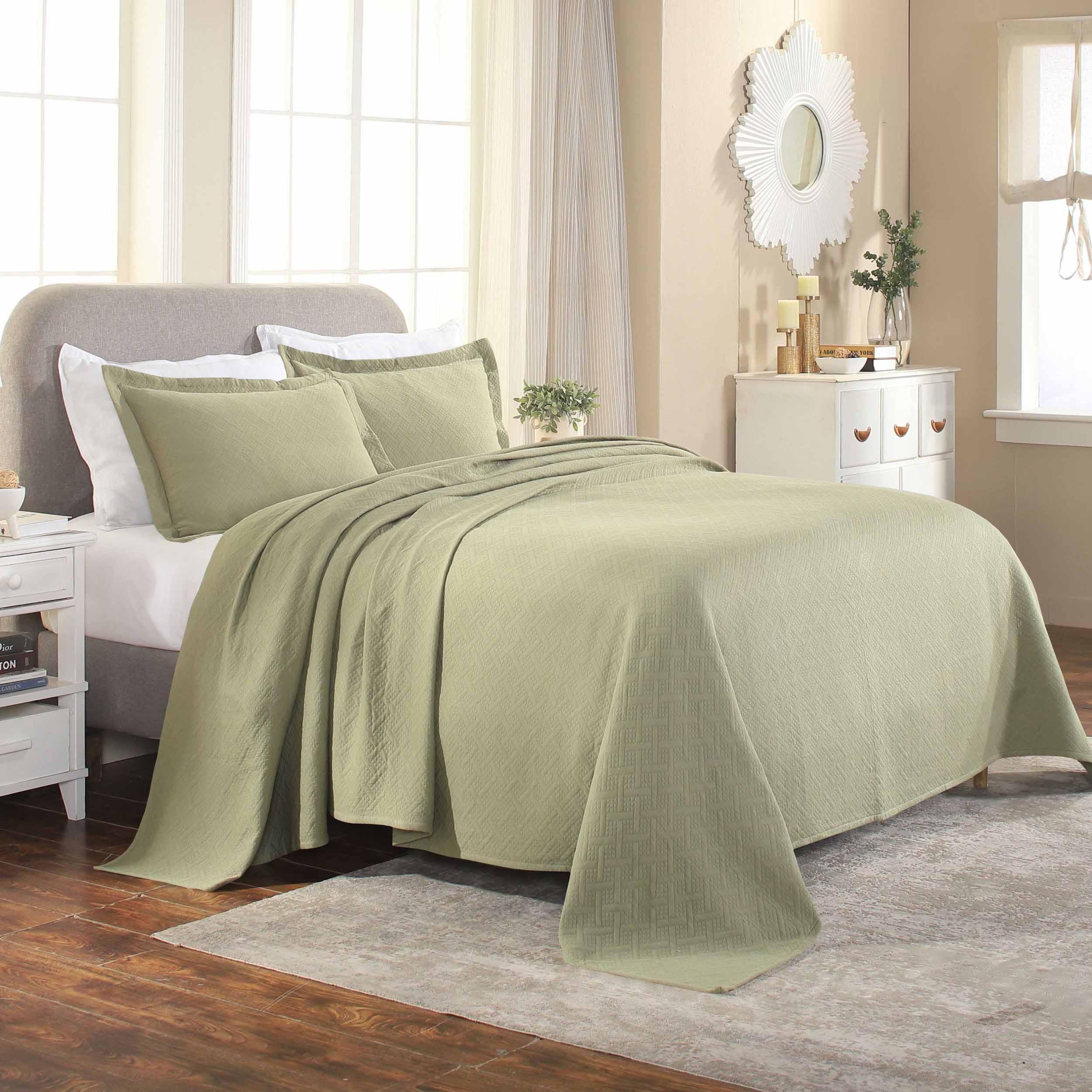 Lightweight Cotton Matelassé Bedspread Set 3-Piece Basketweave Jacquard - Bedspread by Superior Brand