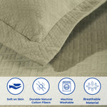 Lightweight Cotton Matelassé Bedspread Set 3-Piece Basketweave Jacquard - Bedspread by Superior Brand