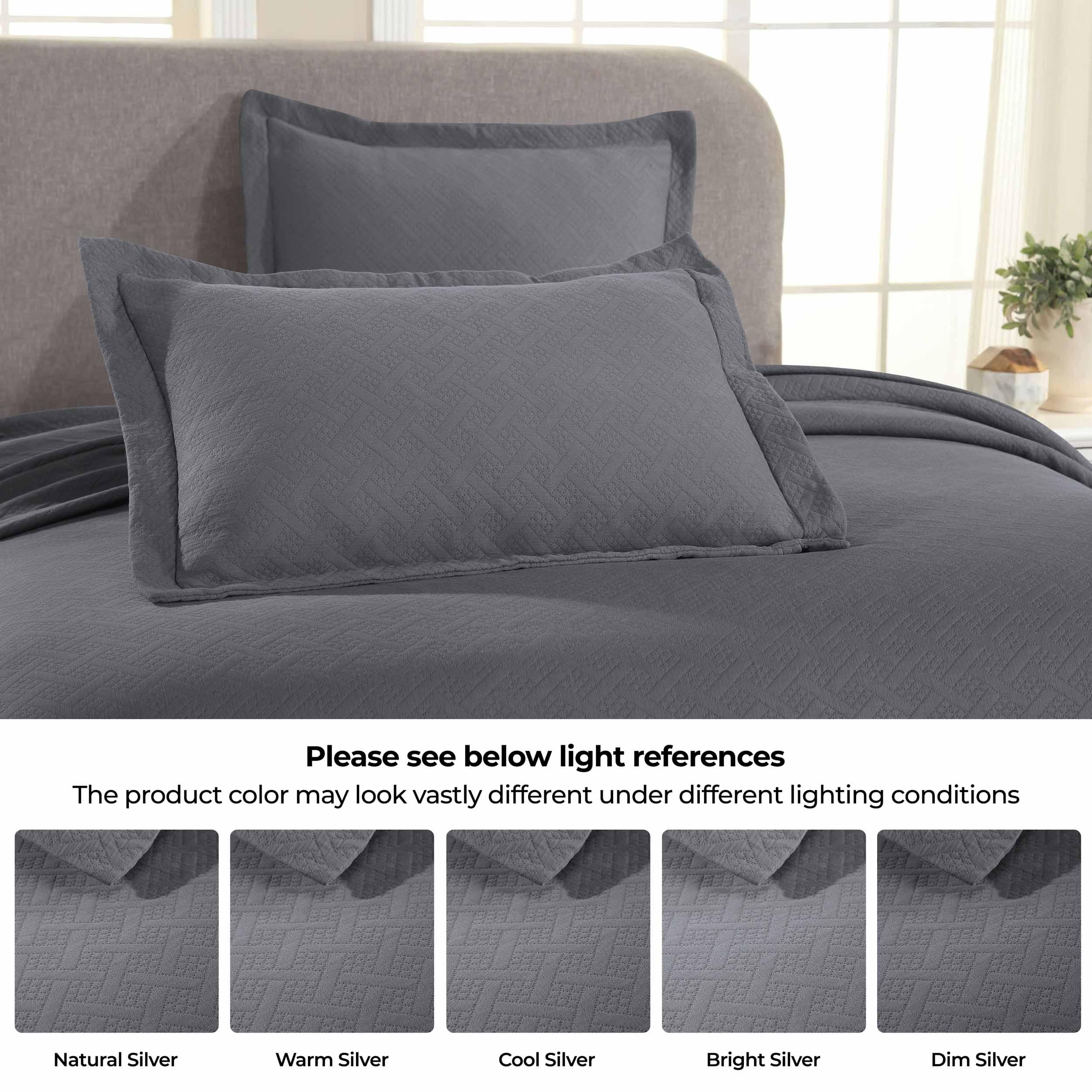 Lightweight Cotton Matelassé Bedspread Set 3-Piece Basketweave Jacquard - Bedspread by Superior Brand