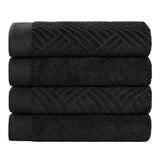Egyptian Cotton Basketweave Jacquard and Solid Bath Towel Set of 4 - Egyptian Cotton Bath Towel by Superior Brand