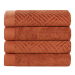 Egyptian Cotton Basketweave Jacquard and Solid Bath Towel Set of 4 - Egyptian Cotton Bath Towel by Superior Brand