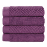 Egyptian Cotton Basketweave Jacquard and Solid Bath Towel Set of 4 - Egyptian Cotton Bath Towel by Superior Brand
