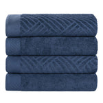 Egyptian Cotton Basketweave Jacquard and Solid Bath Towel Set of 4 - Egyptian Cotton Bath Towel by Superior Brand