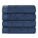 Egyptian Cotton Basketweave Jacquard and Solid Bath Towel Set of 4 - Egyptian Cotton Bath Towel by Superior Brand