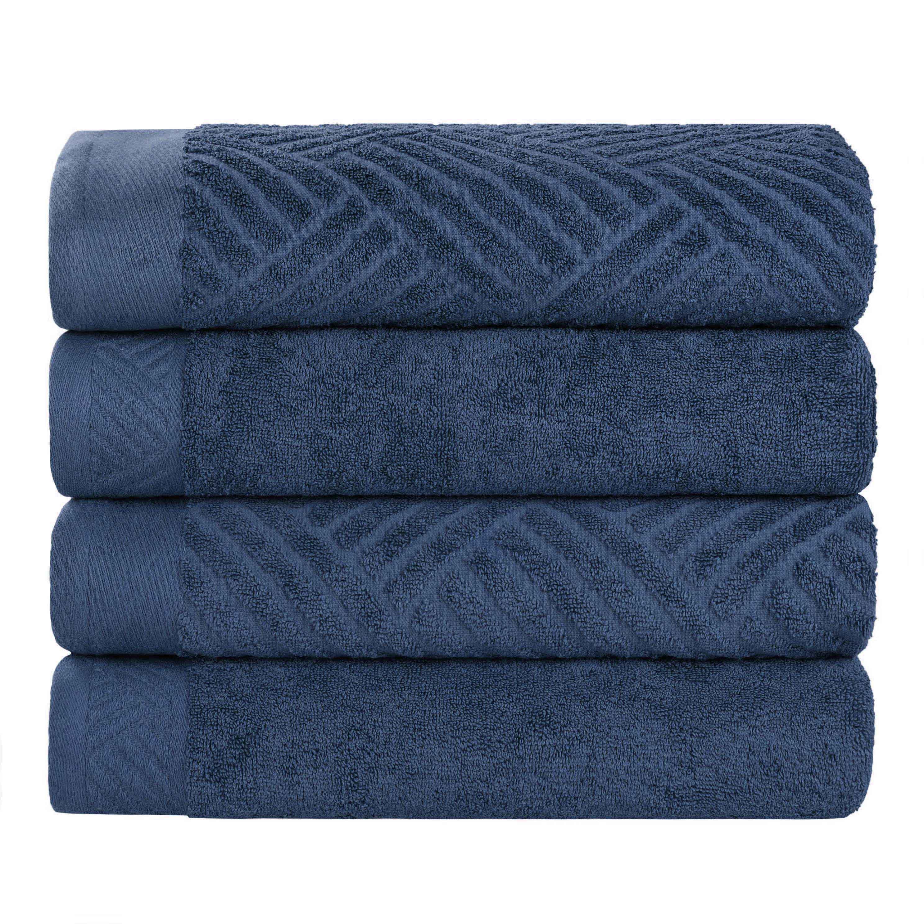 Egyptian Cotton Basketweave Jacquard and Solid Bath Towel Set of 4 - Egyptian Cotton Bath Towel by Superior Brand