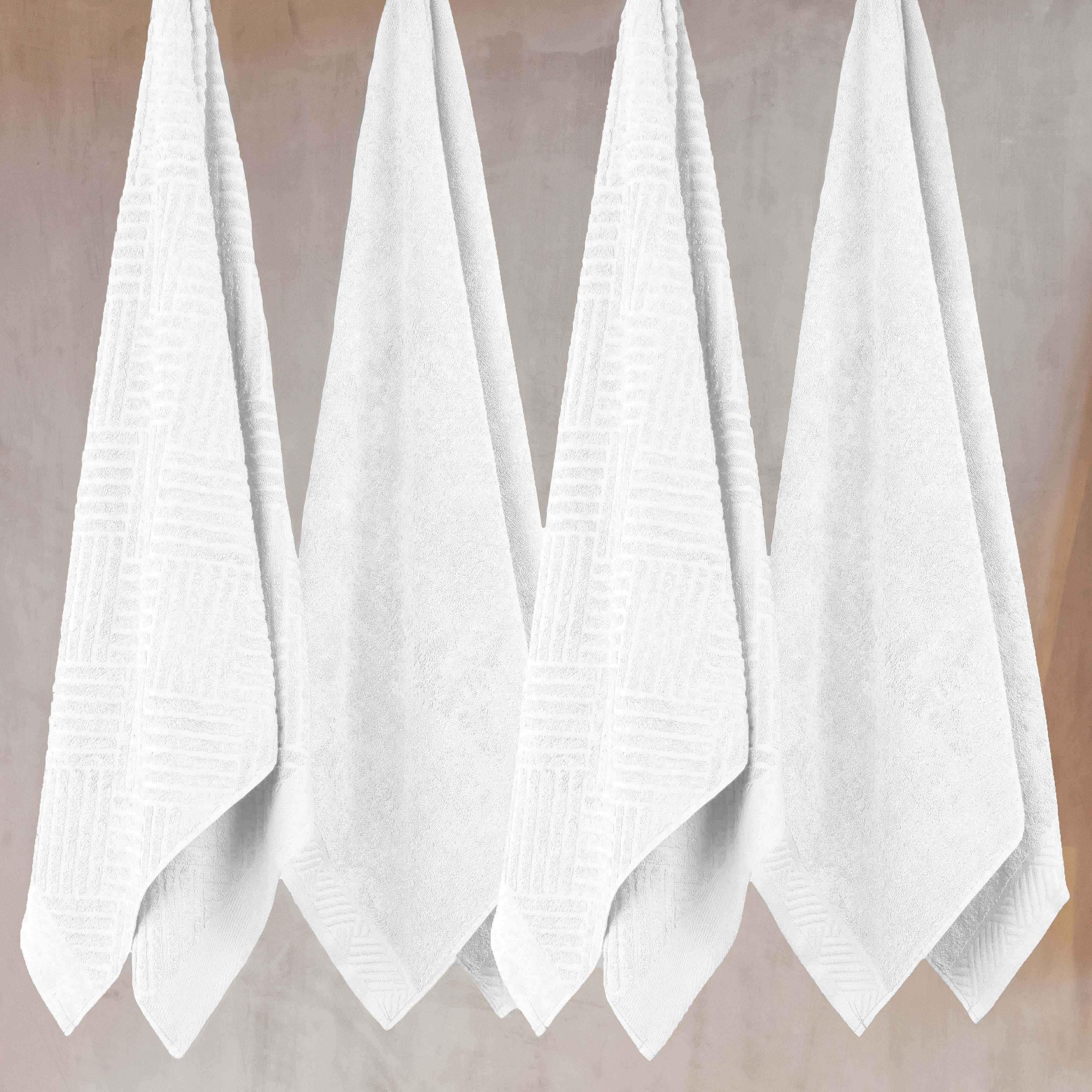 Egyptian Cotton Basketweave Jacquard and Solid Bath Towel Set of 4 - Egyptian Cotton Bath Towel by Superior Brand