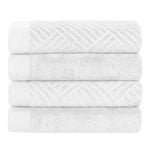 Egyptian Cotton Basketweave Jacquard and Solid Bath Towel Set of 4 - Egyptian Cotton Bath Towel by Superior Brand