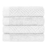 Egyptian Cotton Basketweave Jacquard and Solid Bath Towel Set of 4 - Egyptian Cotton Bath Towel by Superior Brand