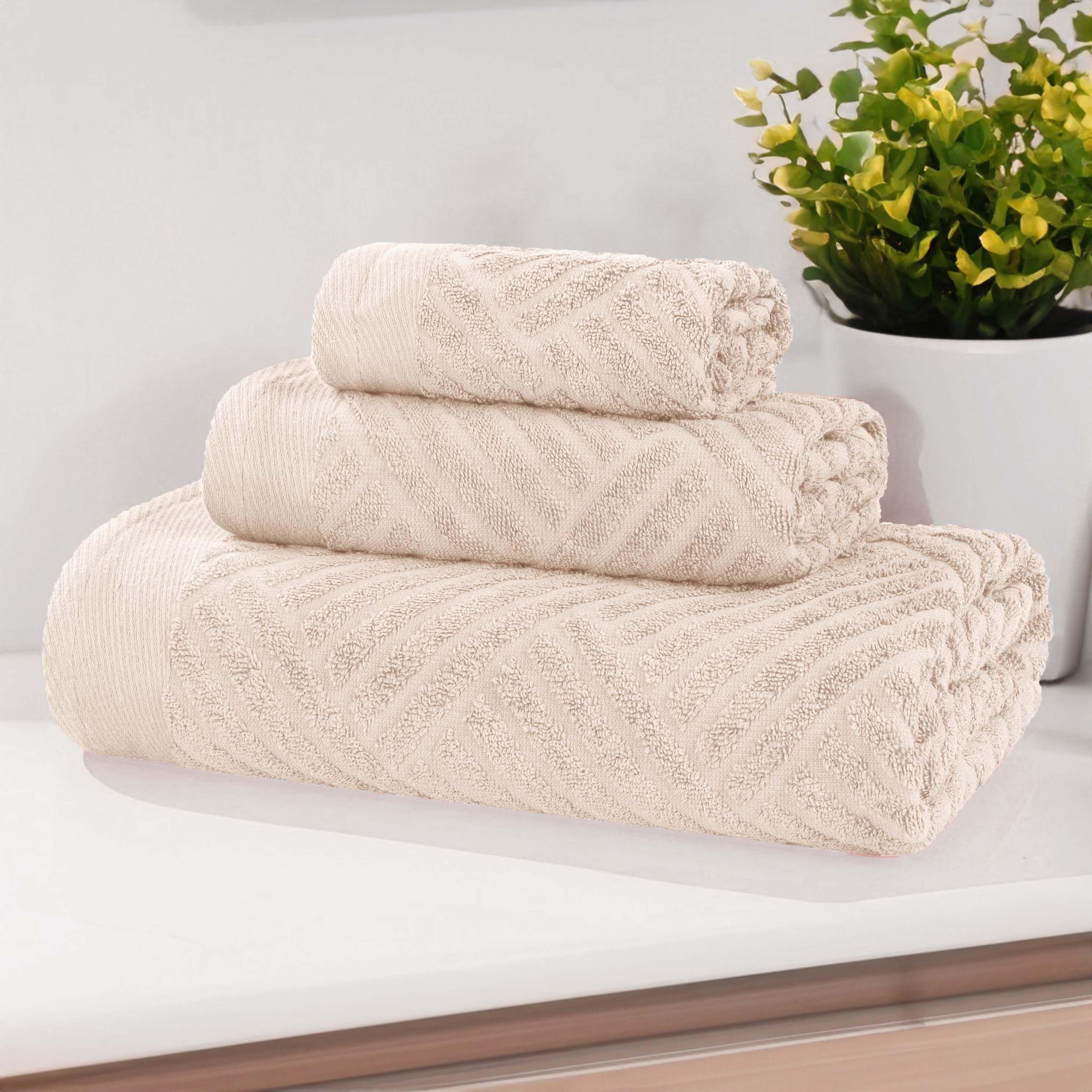 Egyptian Cotton Basketweave Towel Set 3 Piece - Egyptian Cotton Towel Set by Superior Brand