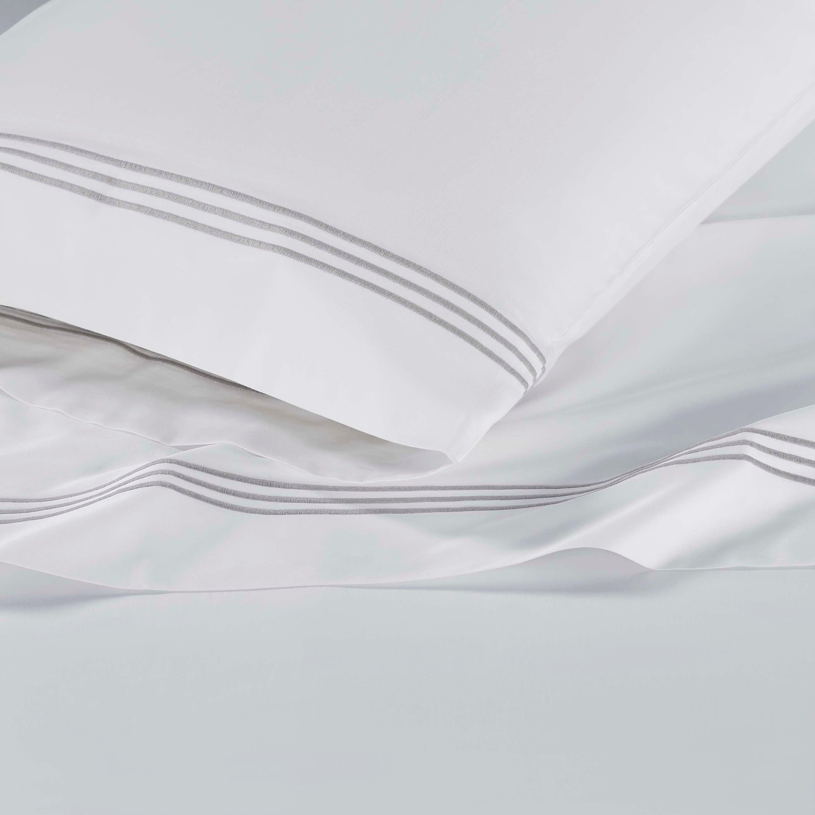 100% Cotton Bed Sheet Set Three-Line Embroidered Deep Pocket Brandon - Sheet Set by Superior Brand