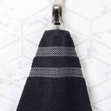 Brea Zero Twist Cotton Ribbed Geometric Border 3 Piece Towel Set - Towel Set by Superior Brand