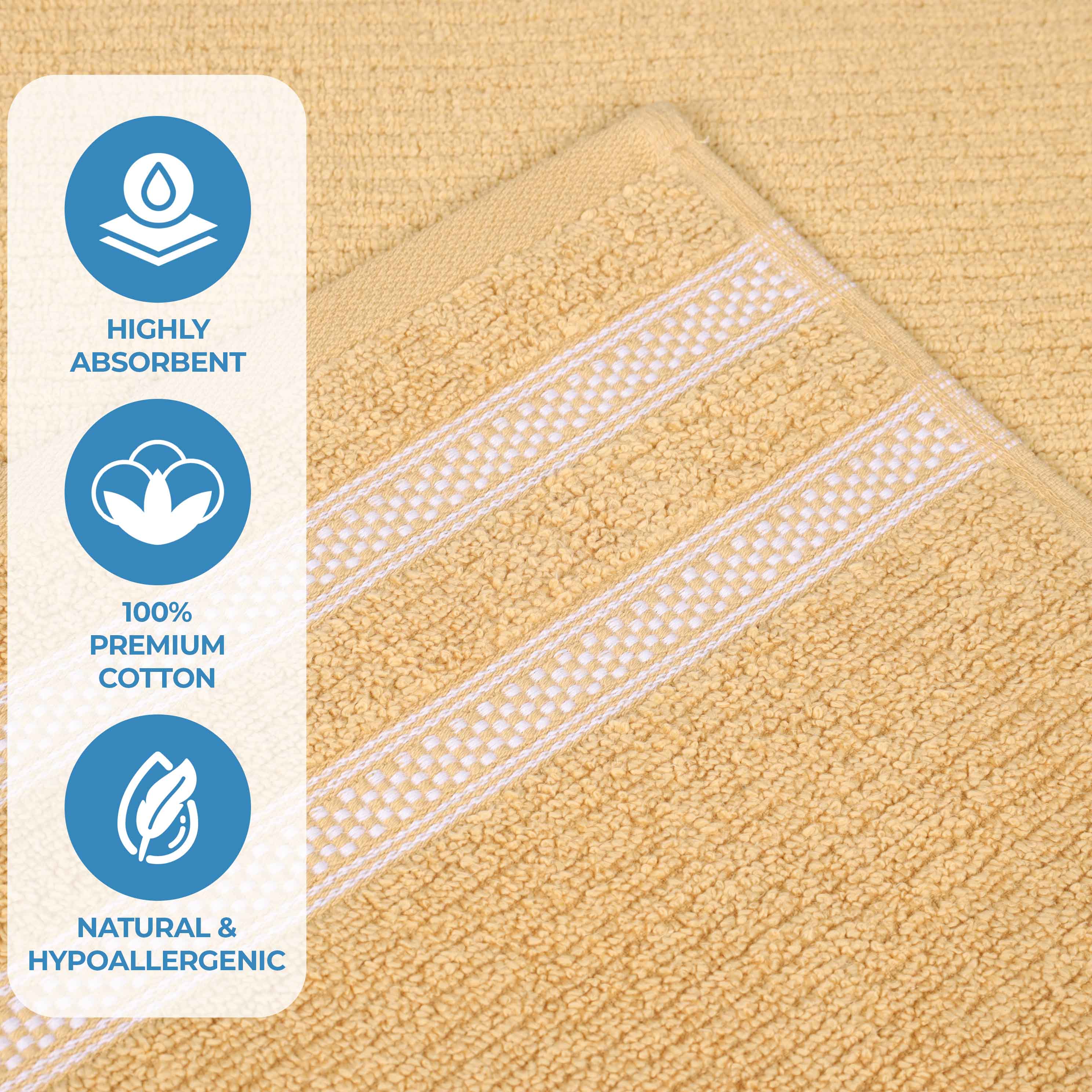 Brea Zero Twist Cotton Ribbed Geometric Border 3 Piece Towel Set - Towel Set by Superior Brand