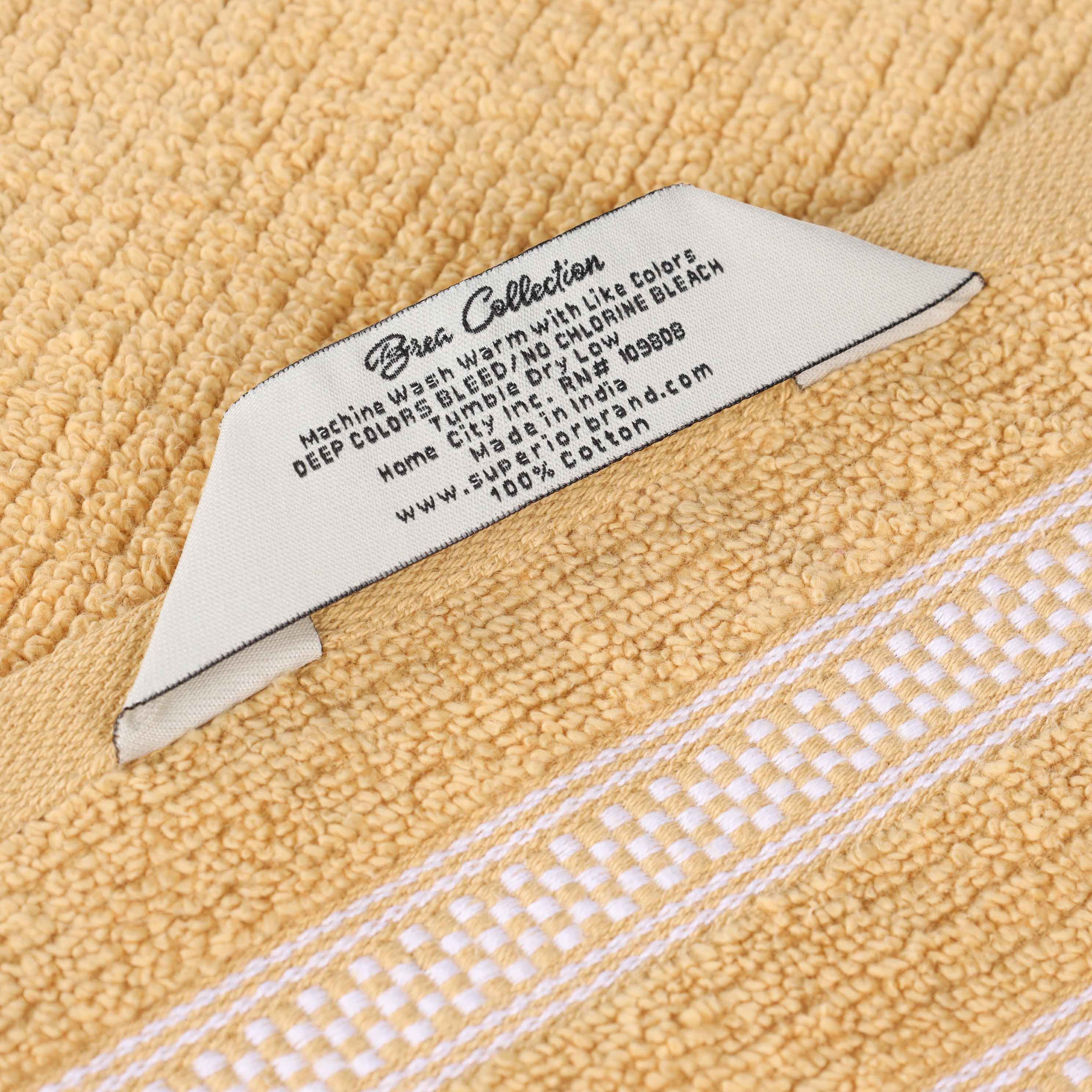 Brea Zero Twist Cotton Ribbed Geometric Border 3 Piece Towel Set - Towel Set by Superior Brand