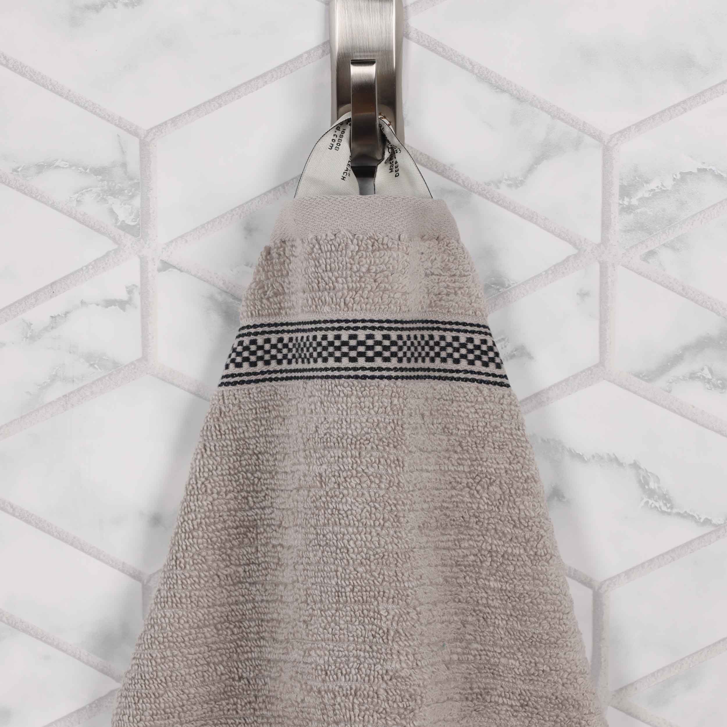 Brea Zero Twist Cotton Ribbed Geometric Border 3 Piece Towel Set - Towel Set by Superior Brand