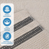 Brea Zero Twist Cotton Ribbed Geometric Border 3 Piece Towel Set - Towel Set by Superior Brand
