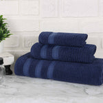 Brea Zero Twist Cotton Ribbed Geometric Border 3 Piece Towel Set - Towel Set by Superior Brand