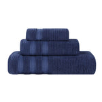Brea Zero Twist Cotton Ribbed Geometric Border 3 Piece Towel Set - Towel Set by Superior Brand