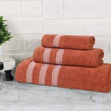 Brea Zero Twist Cotton Ribbed Geometric Border 3 Piece Towel Set - Towel Set by Superior Brand