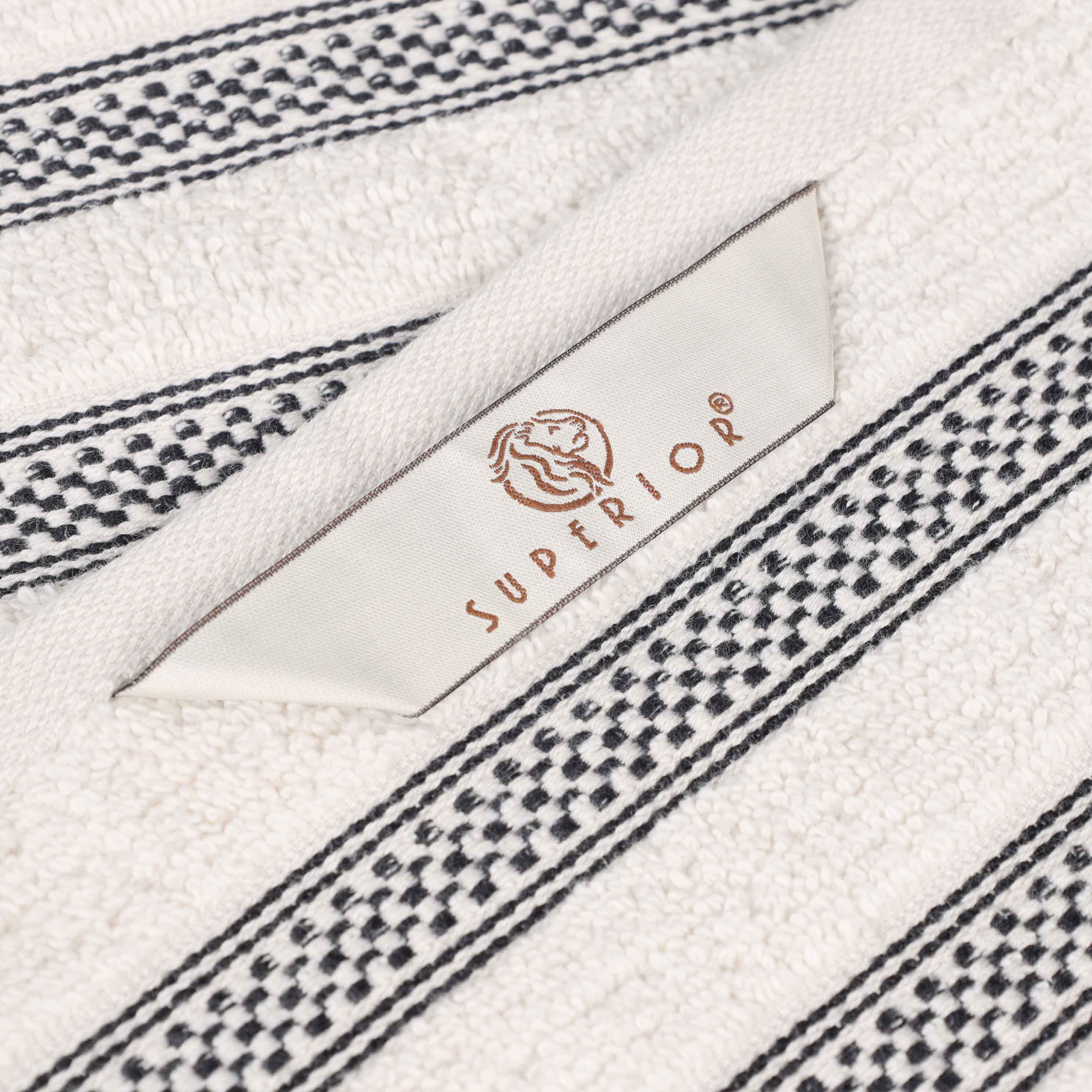 Brea Zero Twist Cotton Ribbed Geometric Border 3 Piece Towel Set - Towel Set by Superior Brand