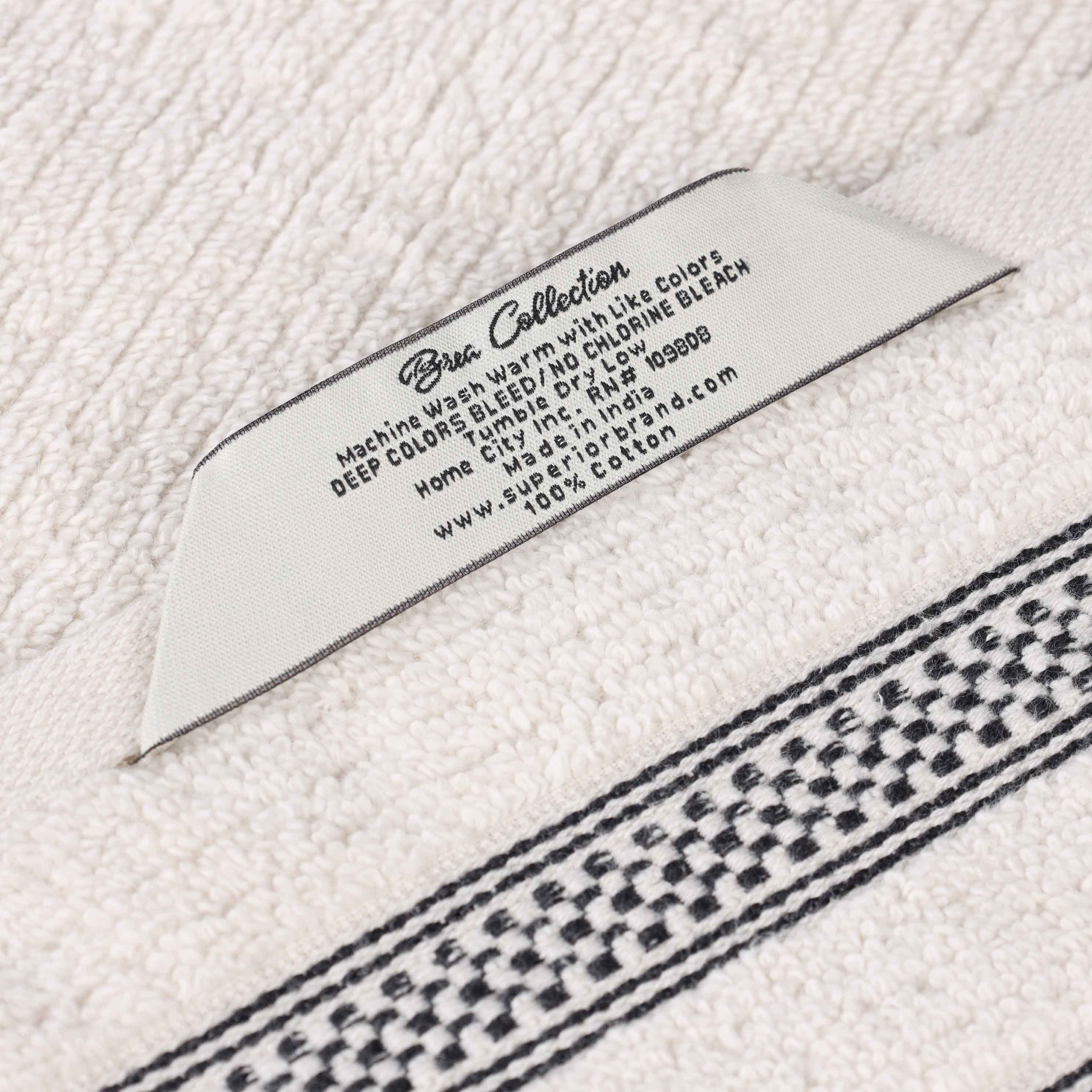 Brea Zero Twist Cotton Ribbed Geometric Border 3 Piece Towel Set - Towel Set by Superior Brand