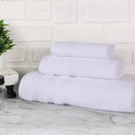 Brea Zero Twist Cotton Ribbed Geometric Border 3 Piece Towel Set - Towel Set by Superior Brand