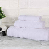 Brea Zero Twist Cotton Ribbed Geometric Border 3 Piece Towel Set - Towel Set by Superior Brand