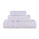 Brea Zero Twist Cotton Ribbed Geometric Border 3 Piece Towel Set - Towel Set by Superior Brand