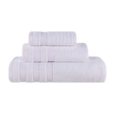 Brea Zero Twist Cotton Ribbed Geometric Border 3 Piece Towel Set - Towel Set by Superior Brand